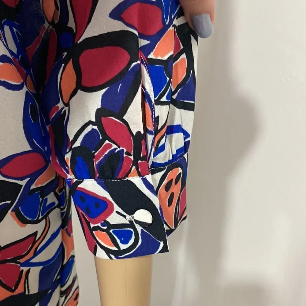 ❤️Last Chance J.Crew floral print scoop neck long sleeve blouse top size M